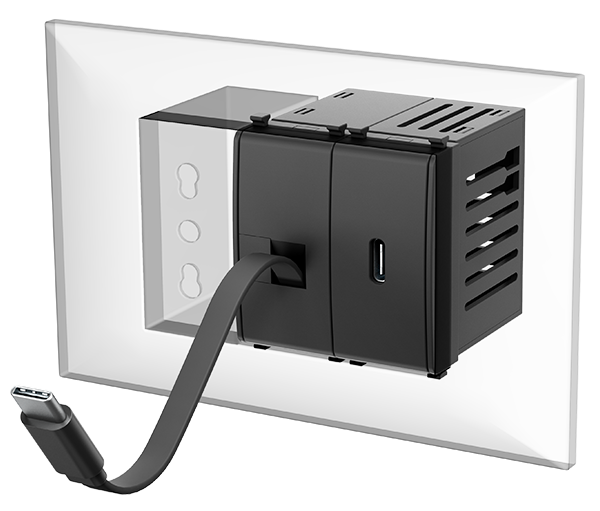 CableX in-wall charger with retractable cable