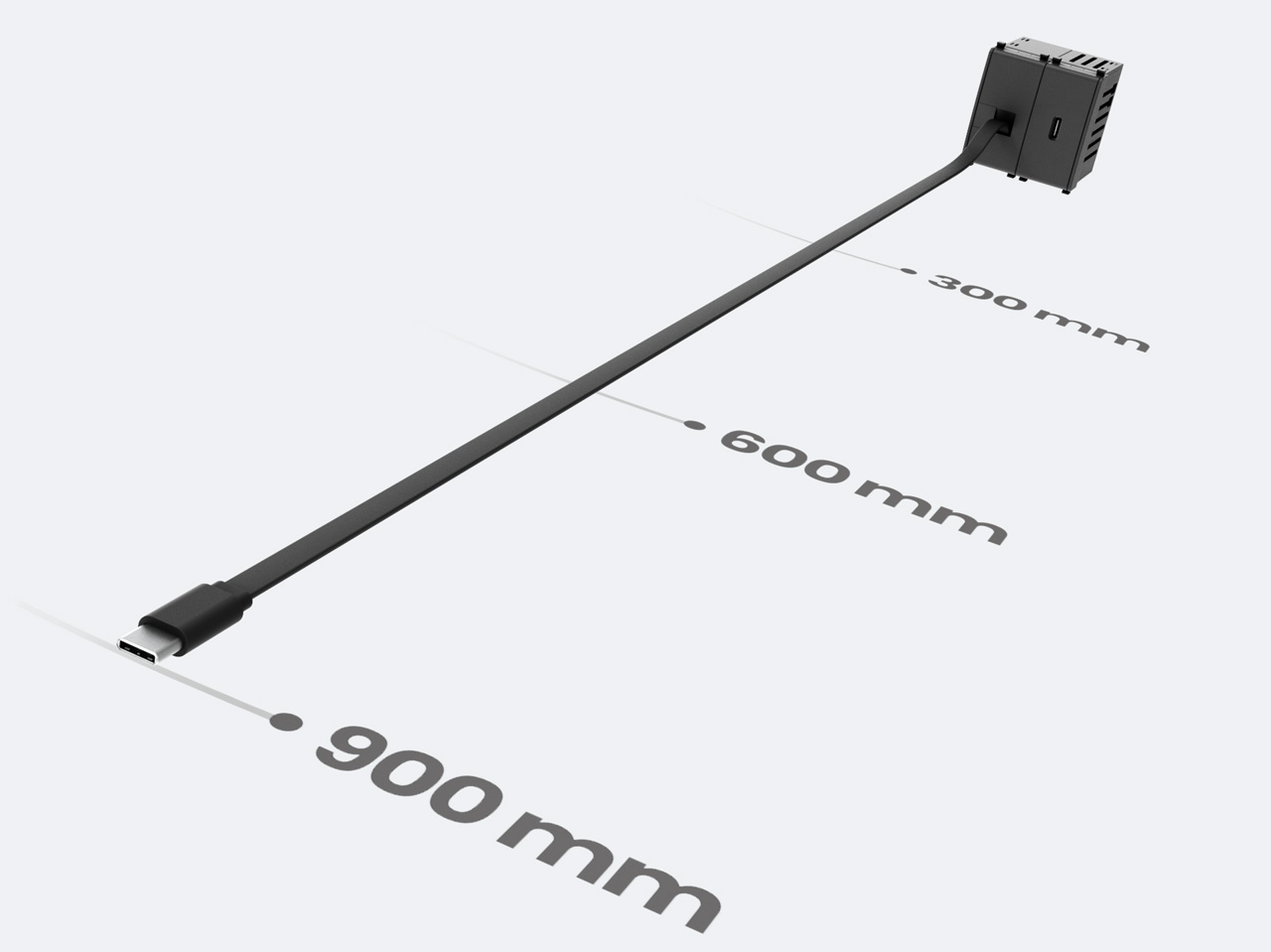 CableX diagram showing cable stops at 300, 600 and 900 millimetres