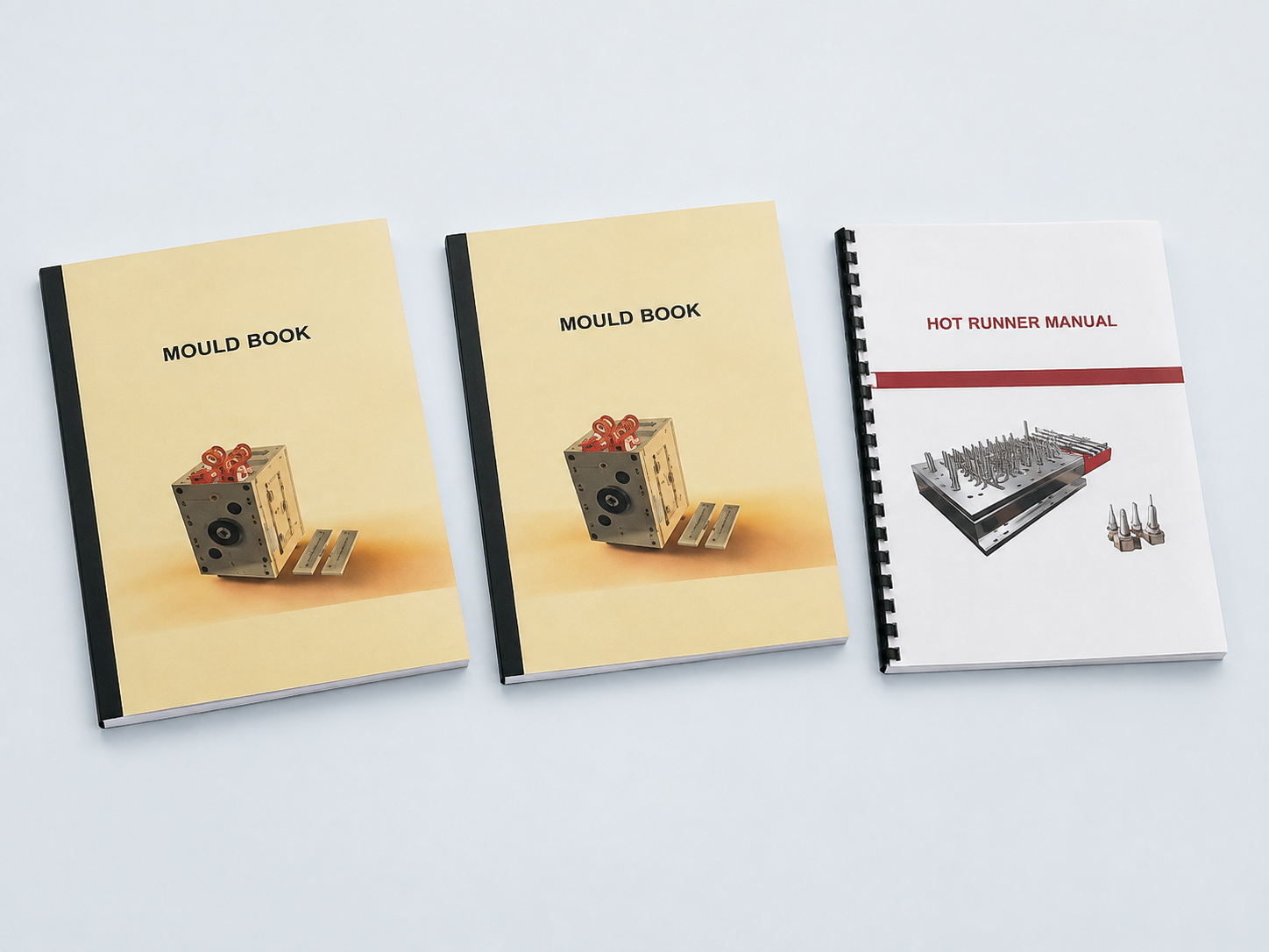 Styled illustration of the supplied mould books and hot-runner manual