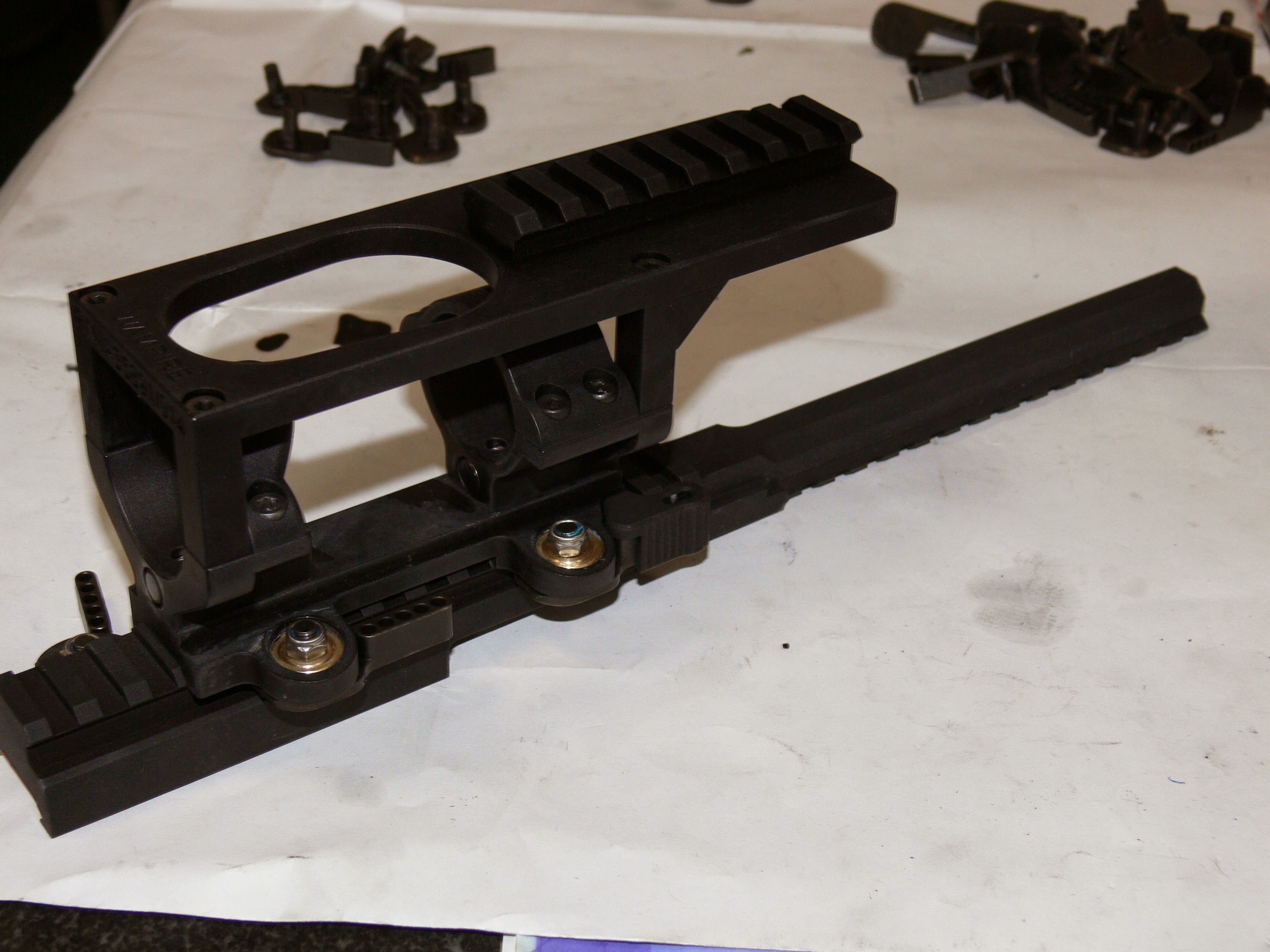 Physical assembly matching the CAD model, photographed on the workbench